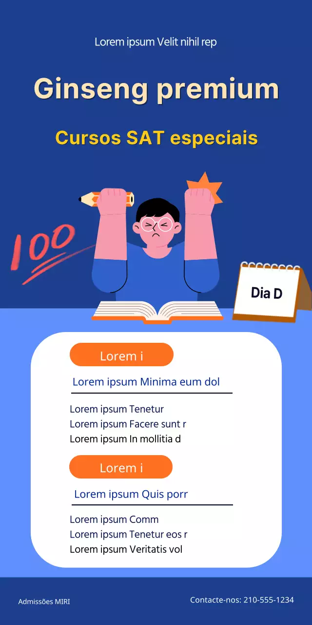 Aulas personalizadas sobre o SAT para finalistas do ensino secundário utilizando ilustrações de alunos