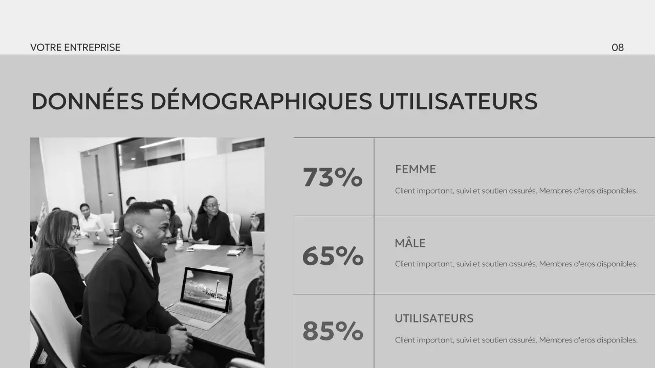 Profil d'entreprise minimal en noir et blanc