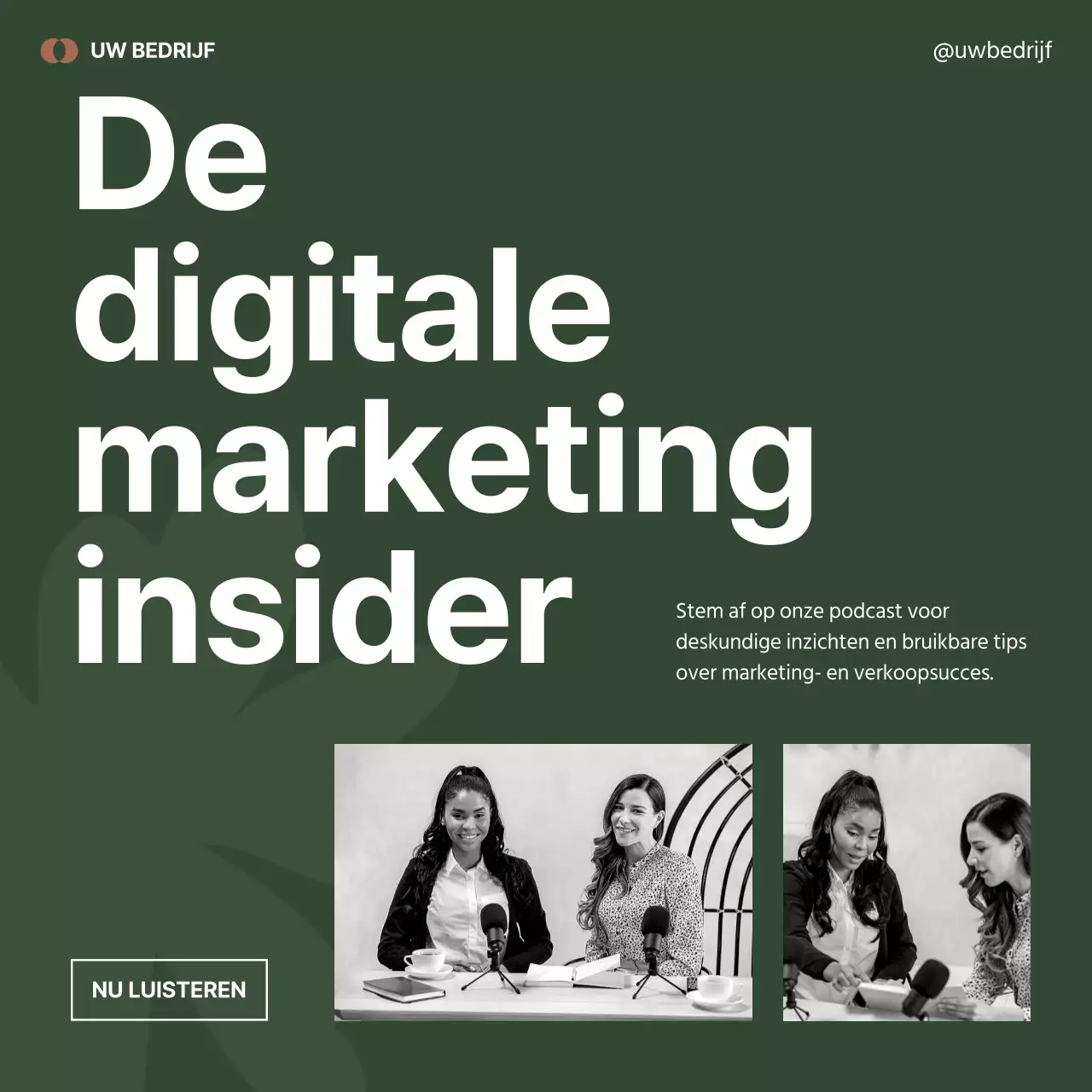 Minimalistische marketingreclame in zwart en groen