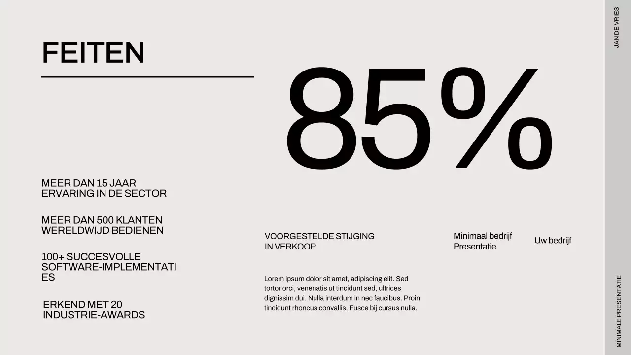 Minimalistische zakelijke presentatie in zwart en beige