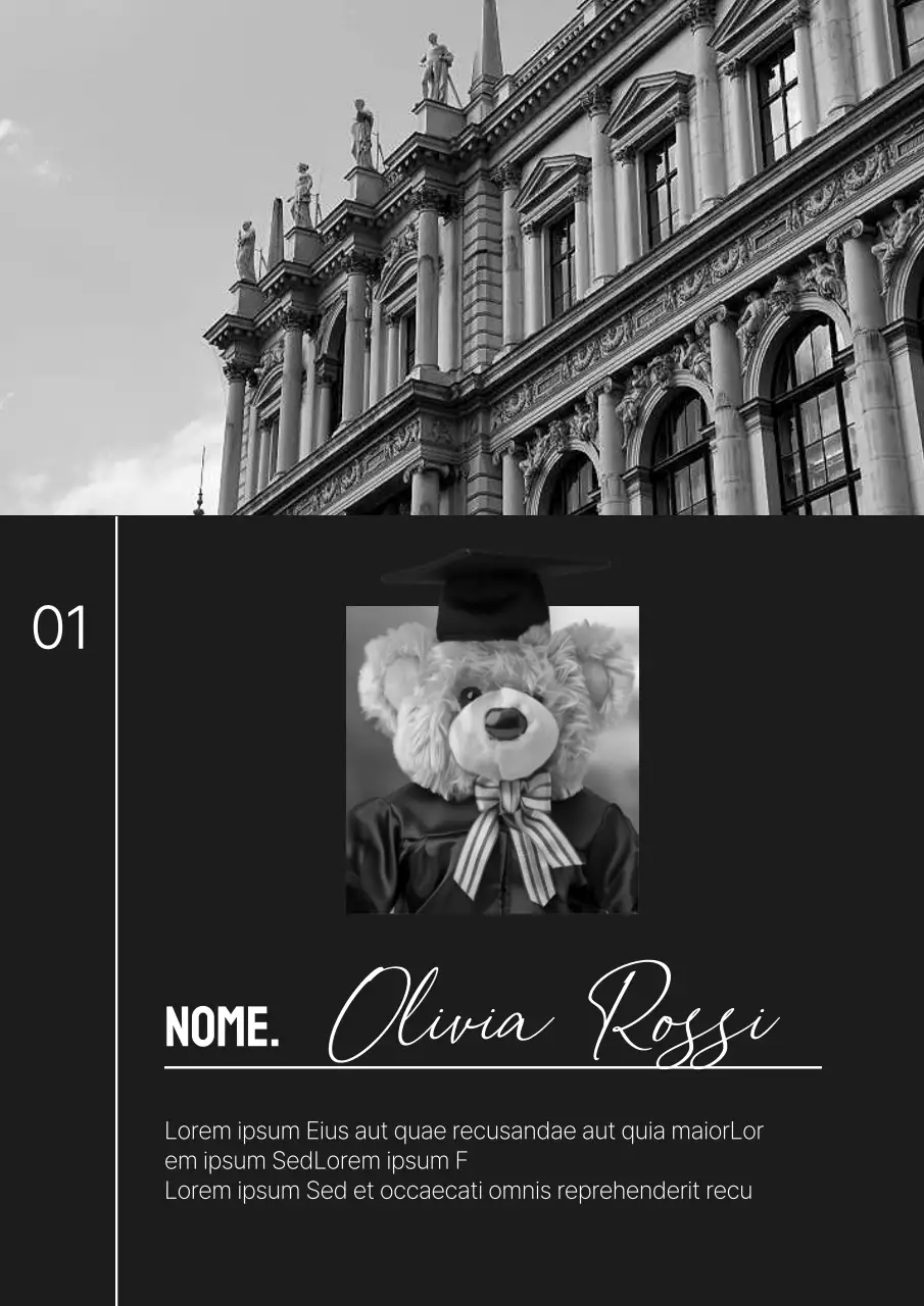 Promozione di laurea kitsch in bianco e nero e in nero