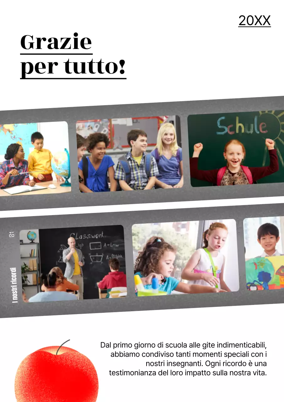 Promuovete una simpatica celebrazione della Giornata dell'Insegnante in bianco e rosso