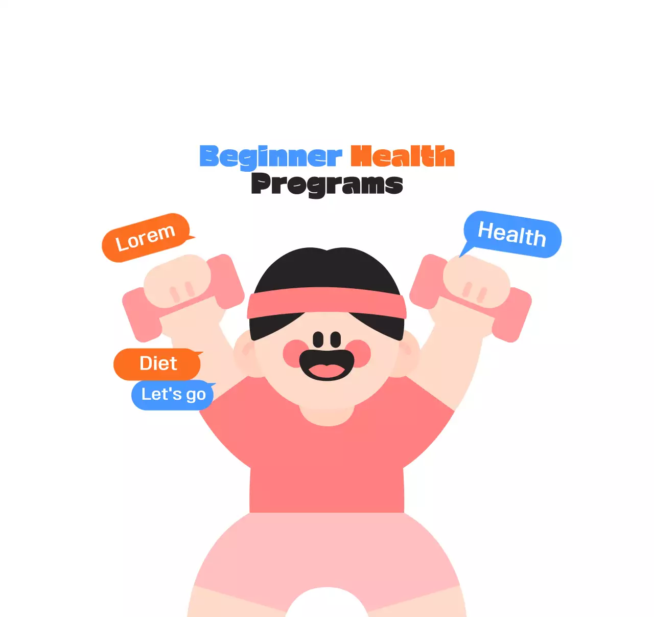 Iklan gym sederhana berwarna putih dan biru