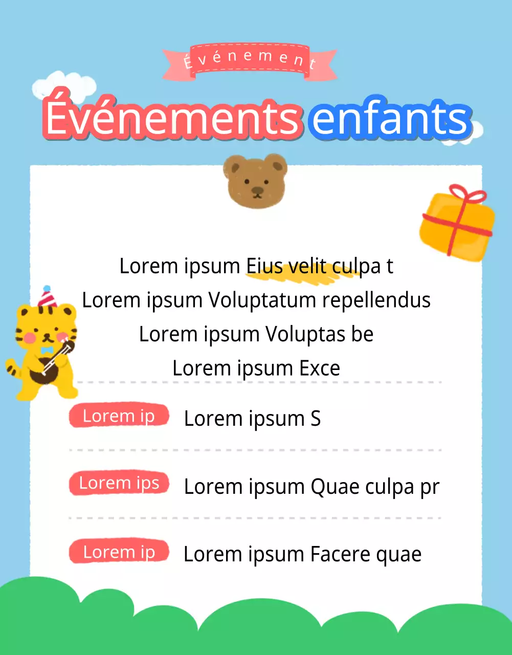 Promouvoir des cadeaux kitsch pour la fête des enfants en bleu ciel