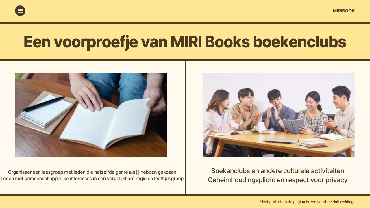 Een minimalistische inschrijfgids voor boekenclubs promoten met een gele achtergrond