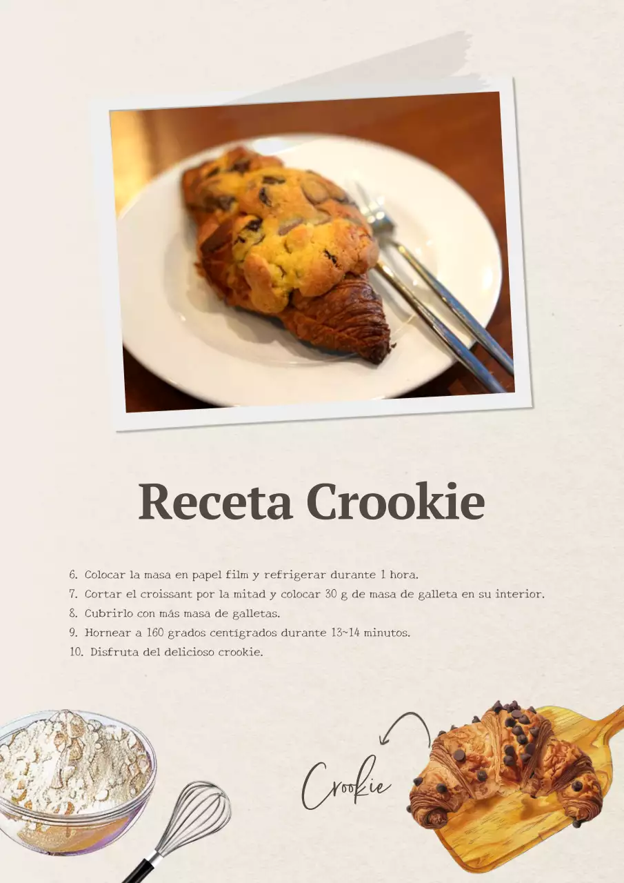 Receta sencilla de galletas croissant en color beige y marrón