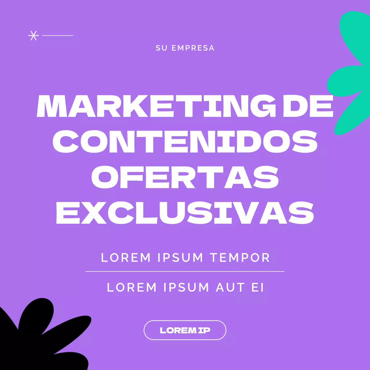 Publicidad moderna de marketing de contenidos en negro y morado