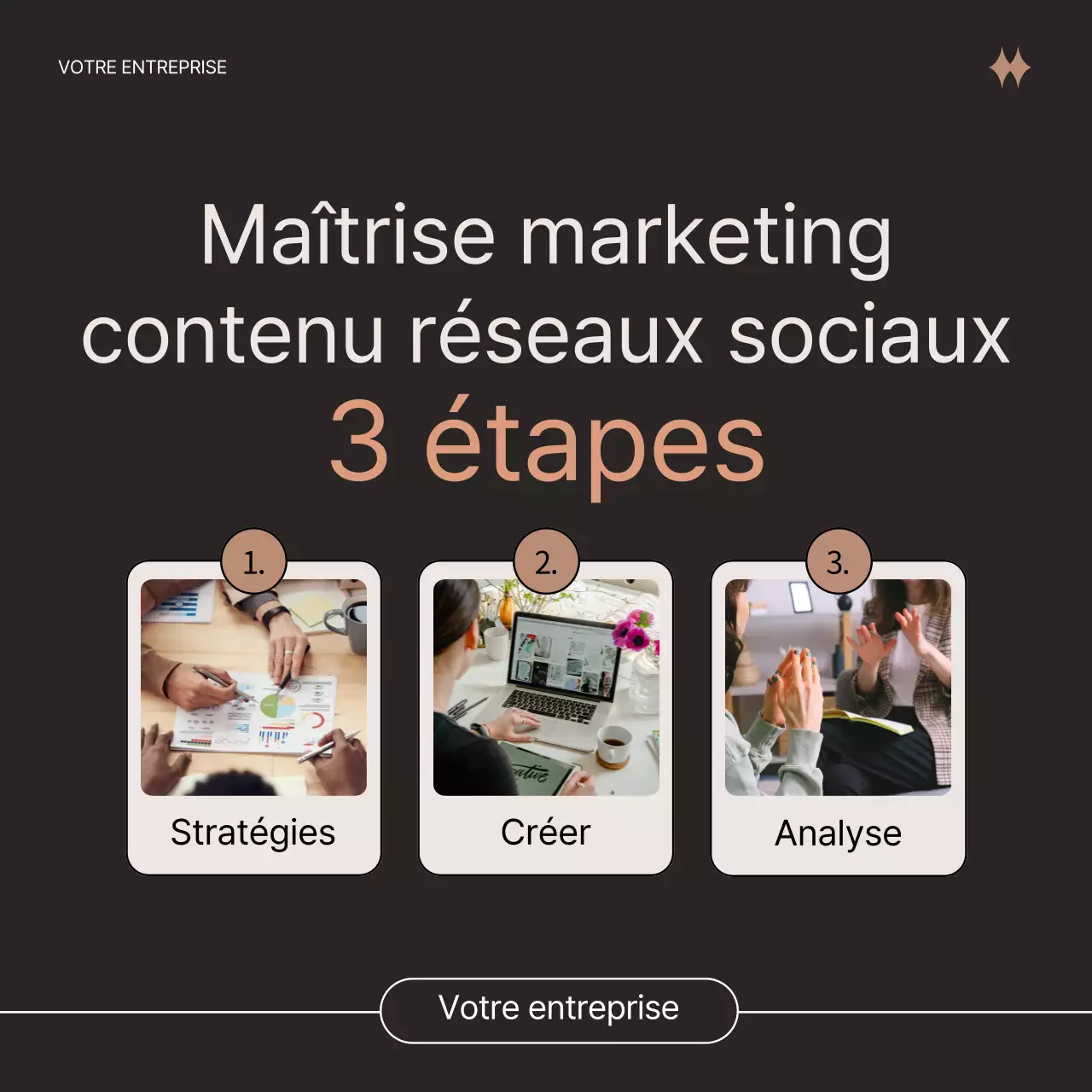 Publicité pour le marketing de contenu moderne noir et beige