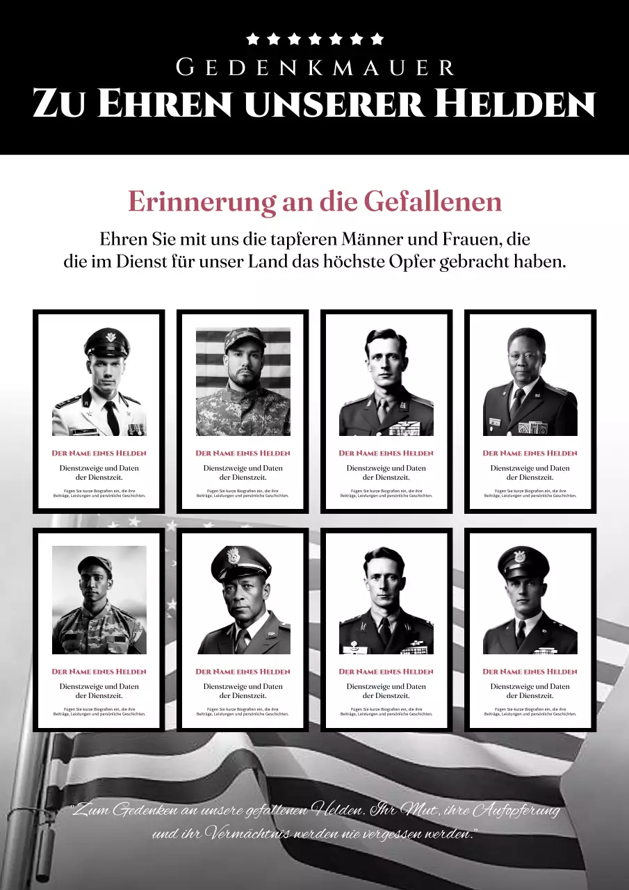 Black Classic Memorial Day Gedenkwand Einführung