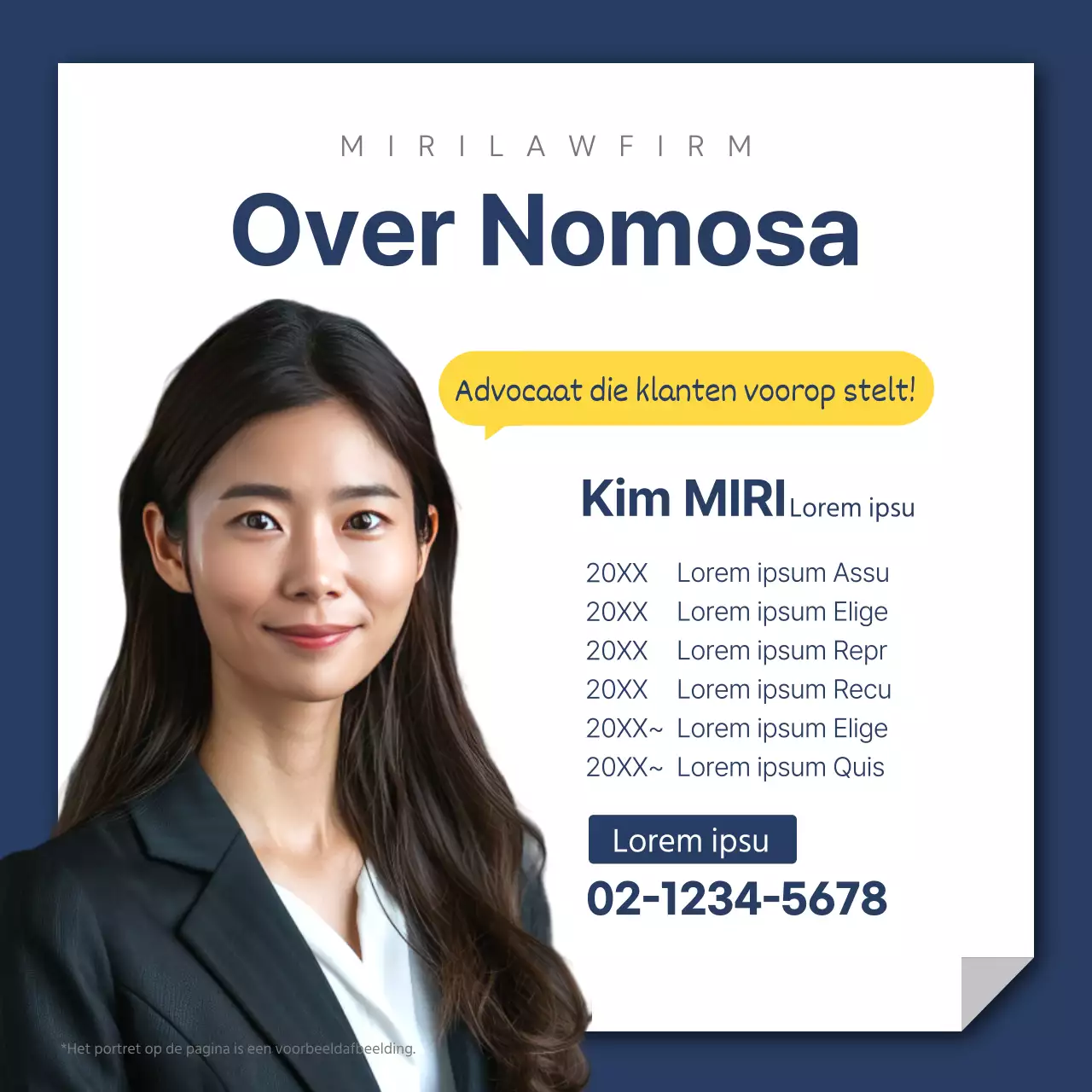 Een eenvoudige arbeidsrechtelijke adviespost in geel en marineblauw