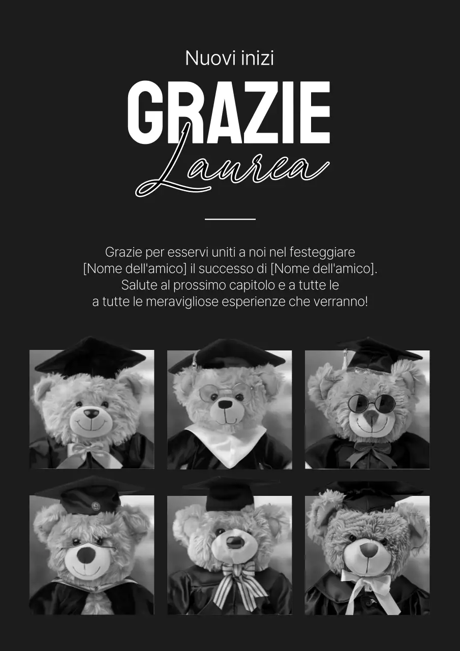 Promozione di laurea kitsch in bianco e nero e in nero