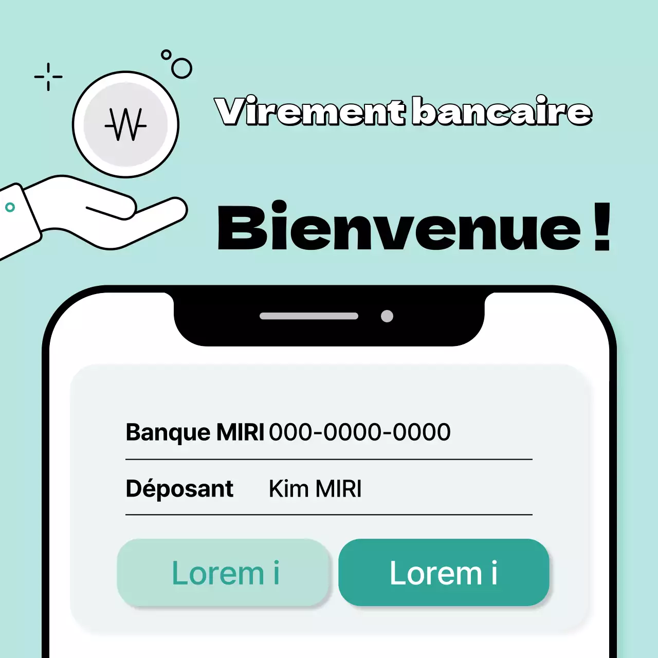 Un simple avis de domiciliation menthe et bleu clair