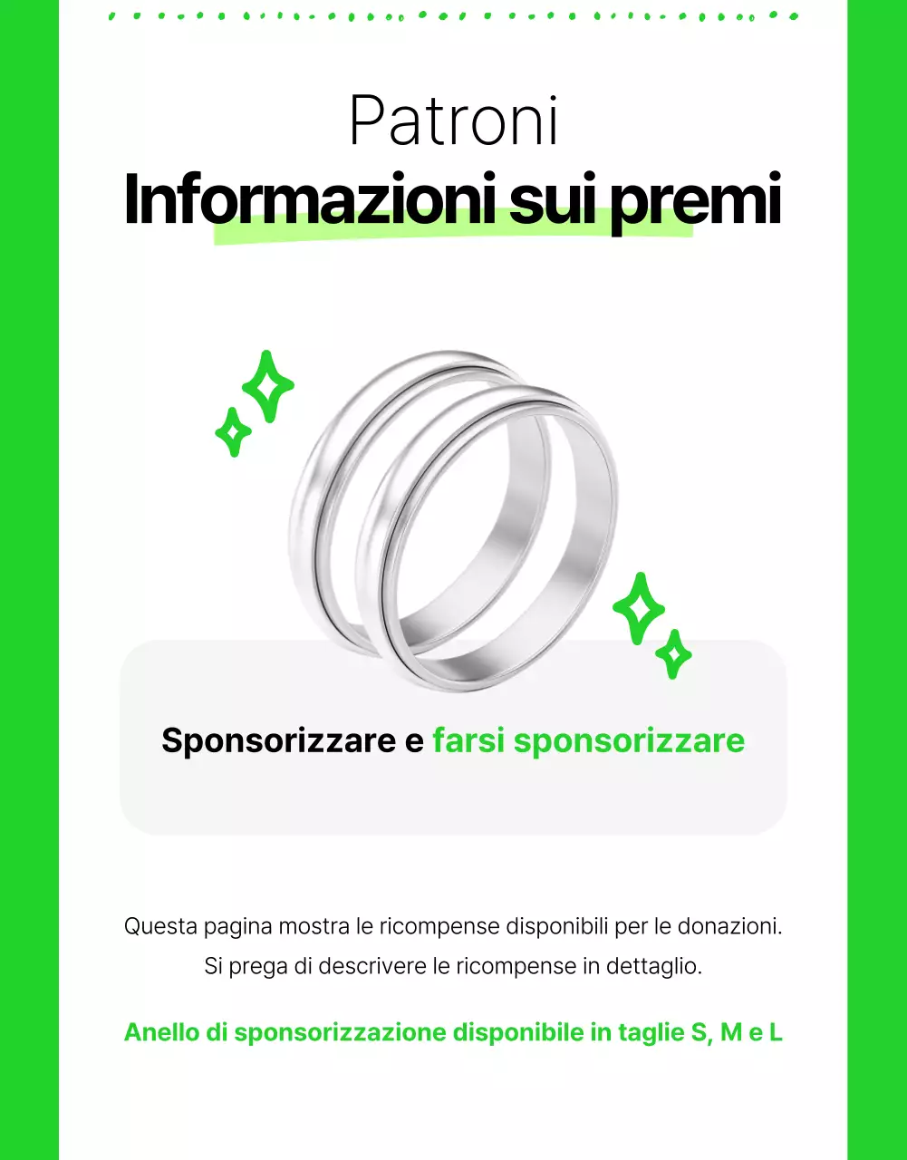 Informazioni semplici sulla sponsorizzazione della ONG in bianco e in colori fluorescenti