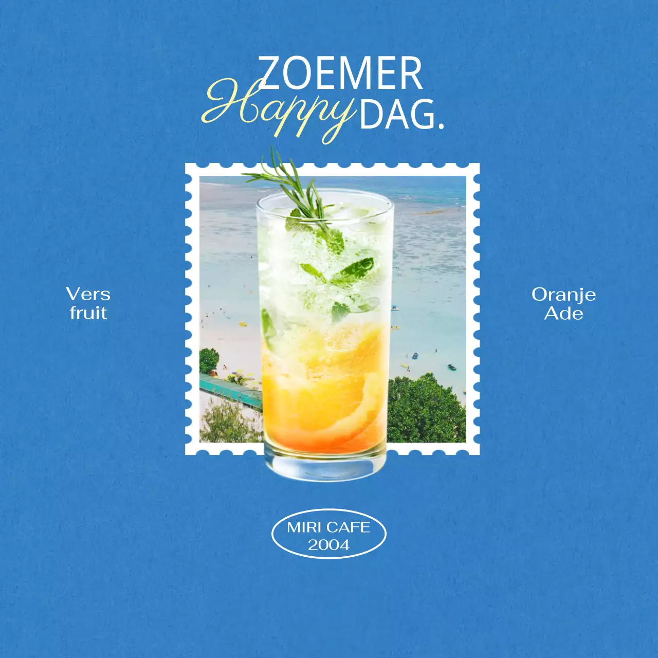 Cafe Aid promotieconcept in blauw en groen