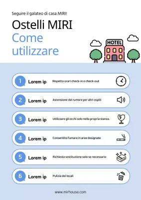 Avviso di alloggio semplice blu e azzurro