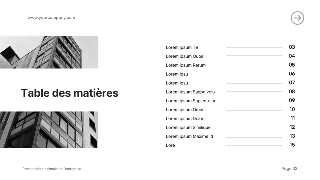 Introduction de l'entreprise moderne en noir et blanc