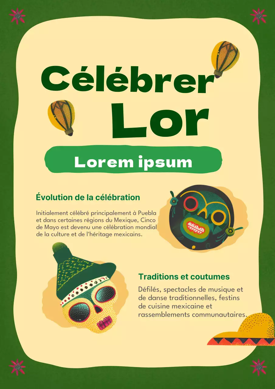 Concept mexicain mignon, affiche vintage en vert