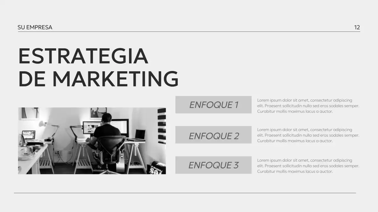 Perfil empresarial minimalista en blanco y negro