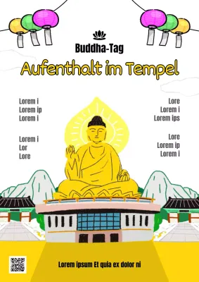 Förderung des gelb-grünen Farbschemas des buddhistischen Neujahrs-Tempelaufenthalts