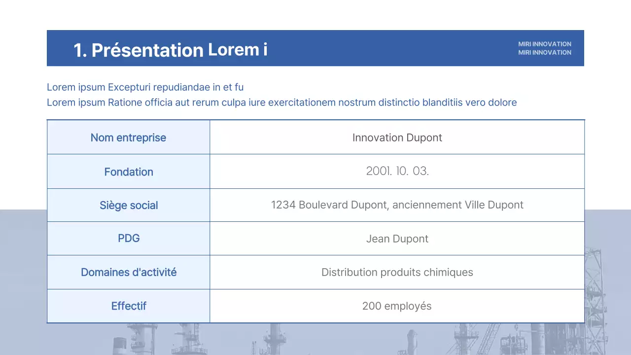 Papier à en-tête simple d'une entreprise de l'industrie lourde en bleu et jaune