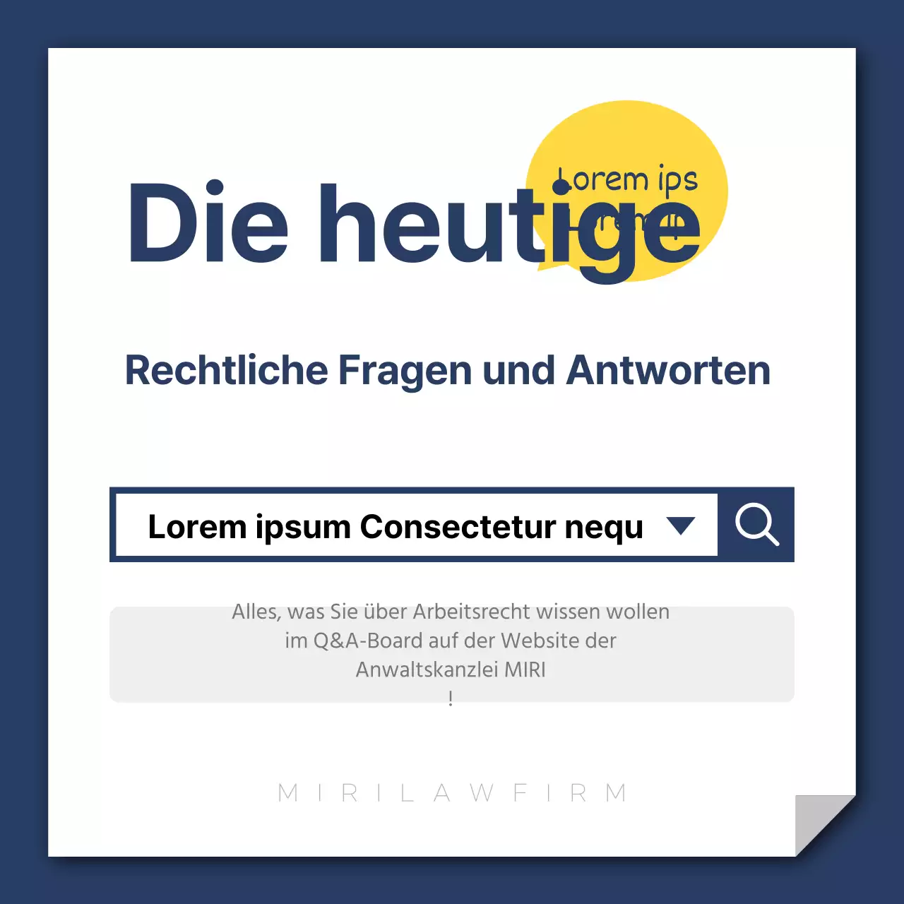 Eine einfache arbeitsrechtliche Beratung in Gelb und Marineblau