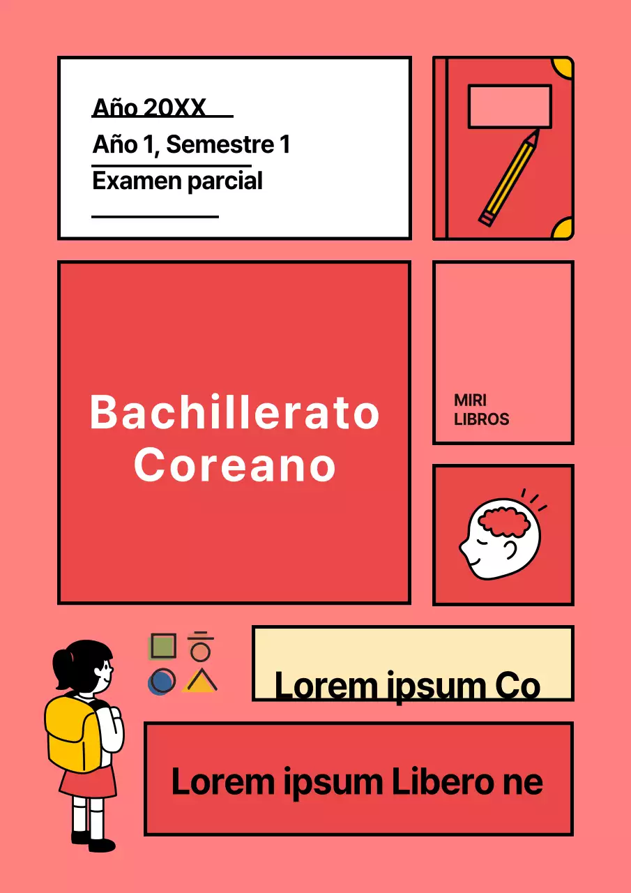 Portada roja, sencilla, de un solo volumen para el instituto