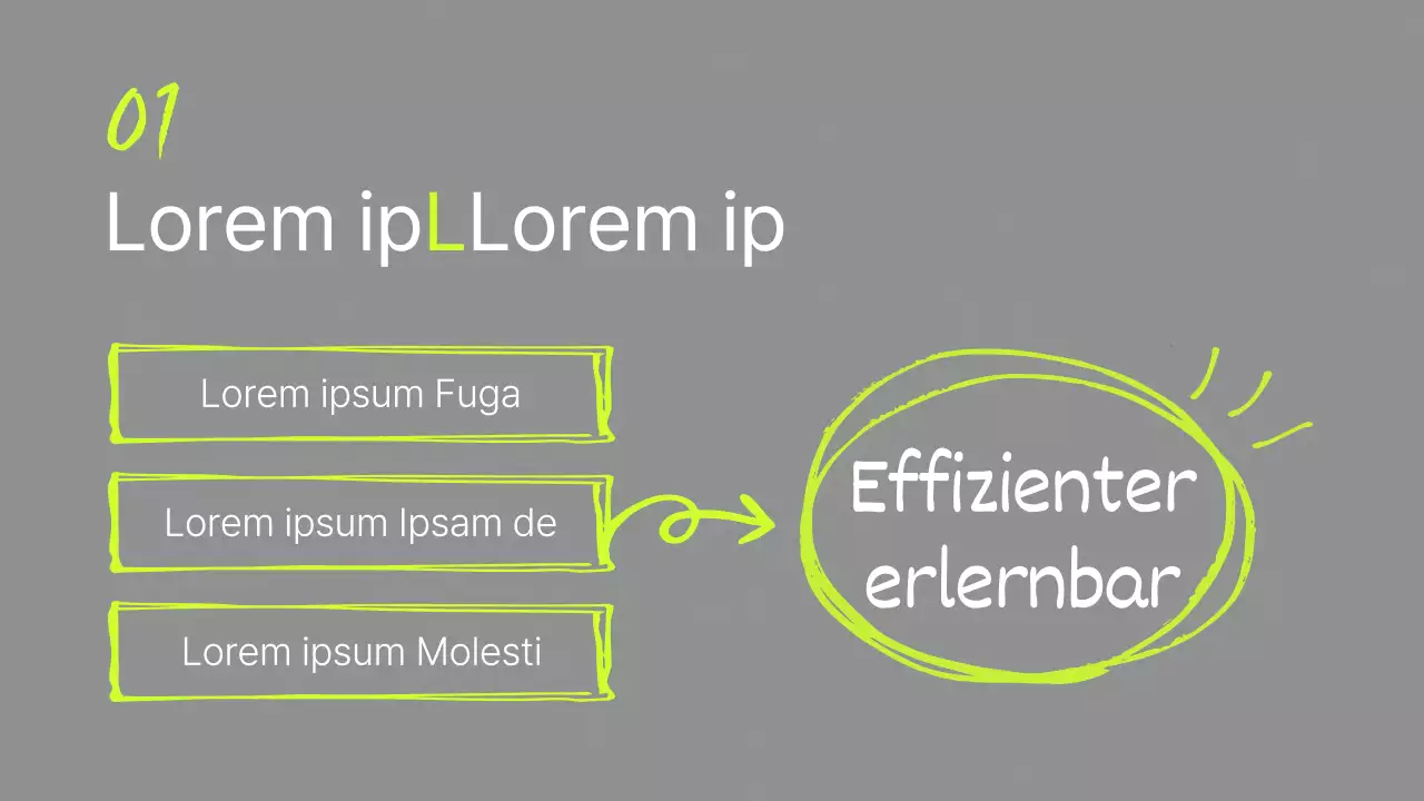 Einfaches Handschrift-Tutorial in Grau und fluoreszierenden Farben