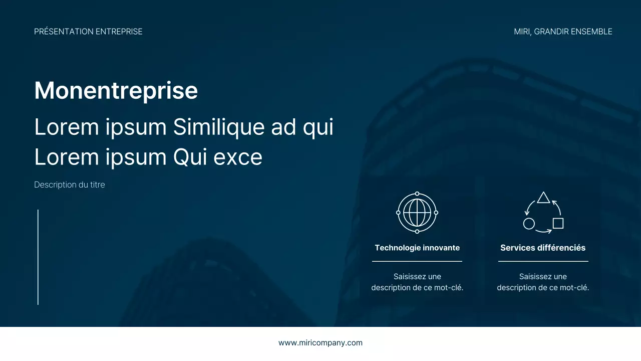 Un papier à en-tête simple en bleu marine et bleu clair pour votre entreprise