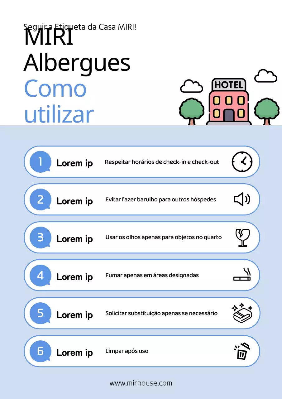 Anúncio de alojamento simples azul e azul claro