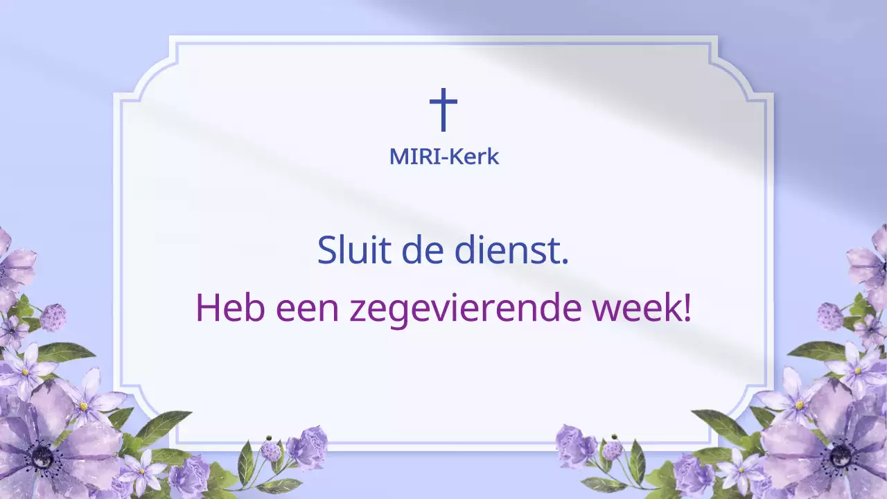 De eenvoudige kerkdienstaankondiging van Borah en Lavendel