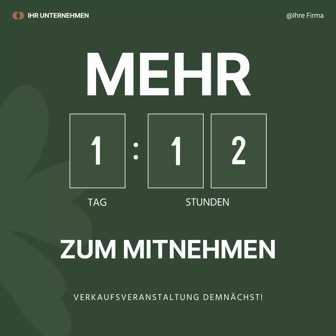Minimalistische Marketingwerbung in Schwarz und Grün