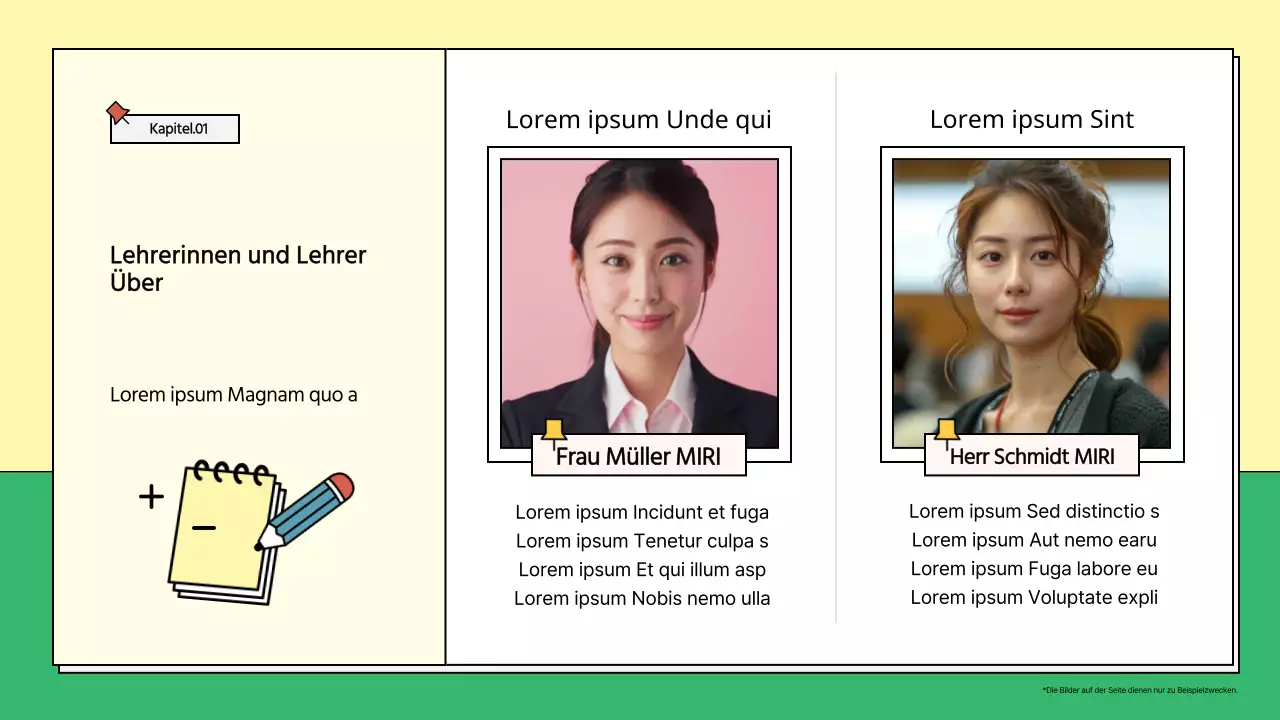 Gelber und grüner Schulprospekt