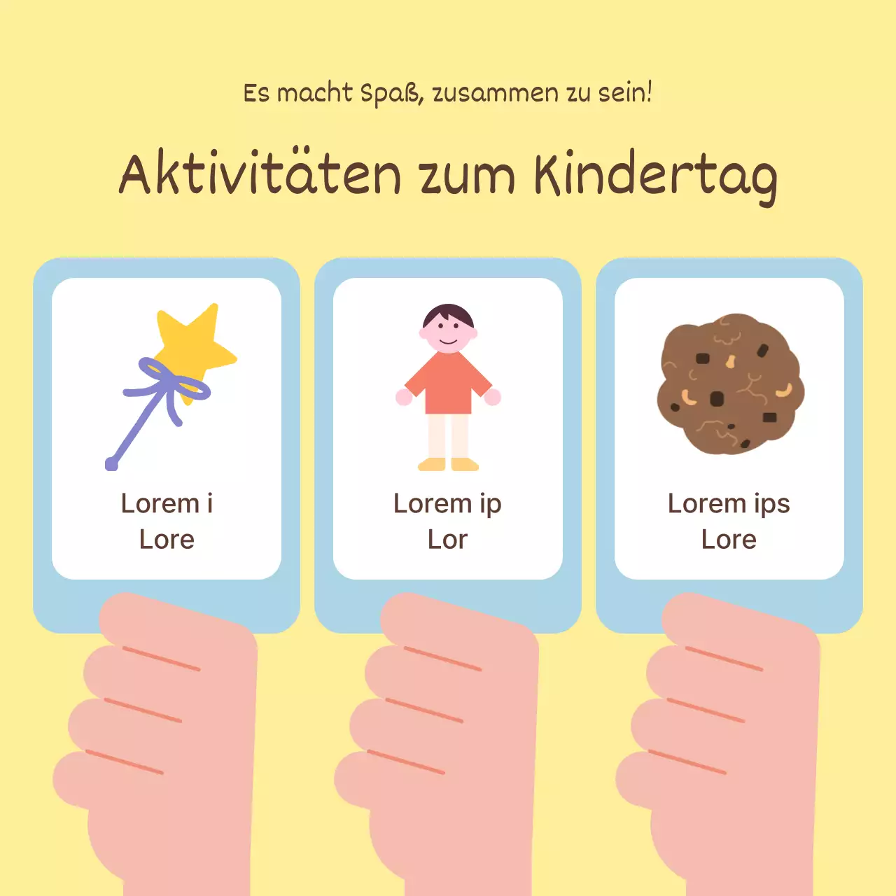 Eine minimalistische Ankündigung für den Kindertag mit gelbem Hintergrund