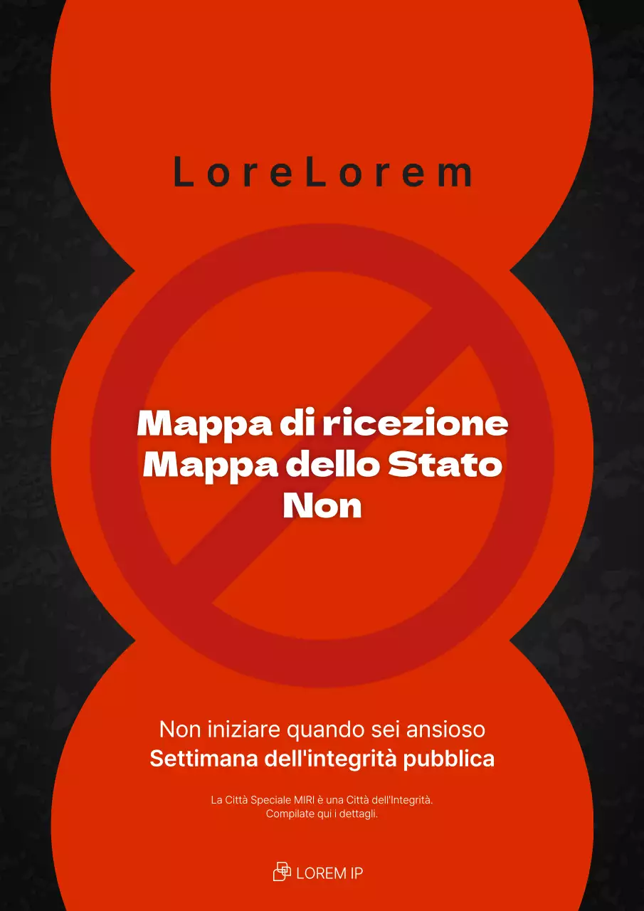 Manifesto promozionale della campagna No Solicitation of Public Officials in rosso e nero.