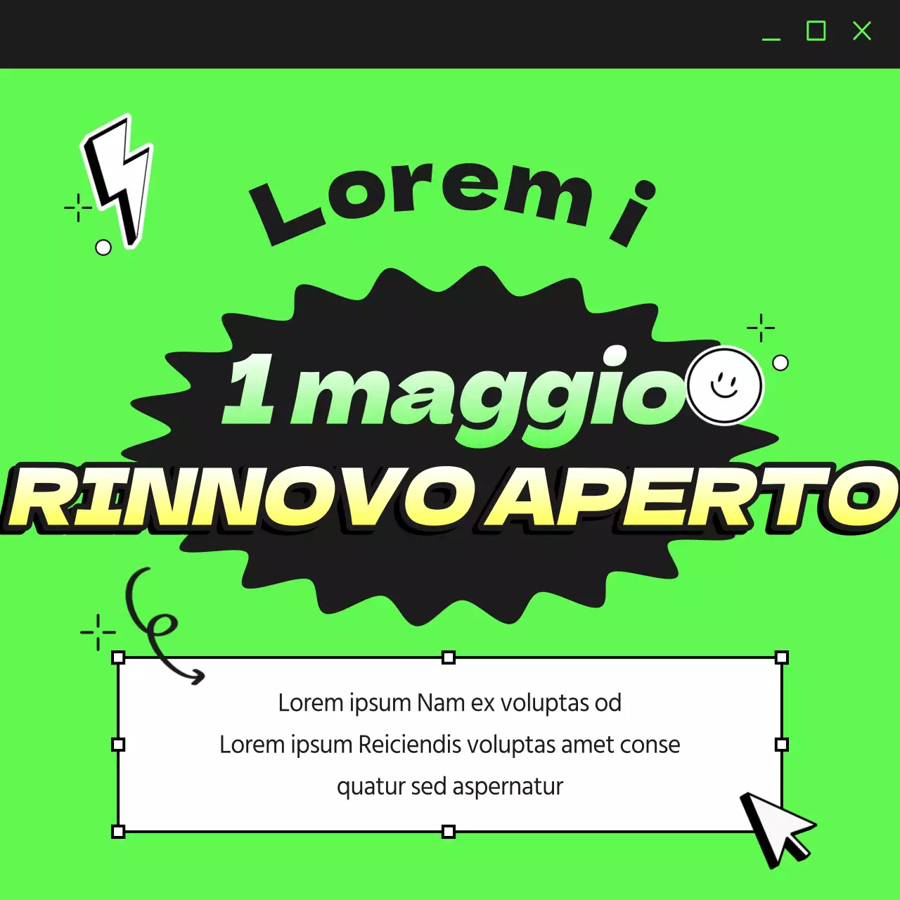 Un annuncio di riapertura in stile kitsch con lo sfondo dello stato dell'unione