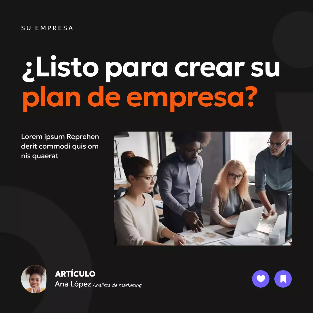 Negro Naranja y Morado Estrategia simple de planificación empresarial