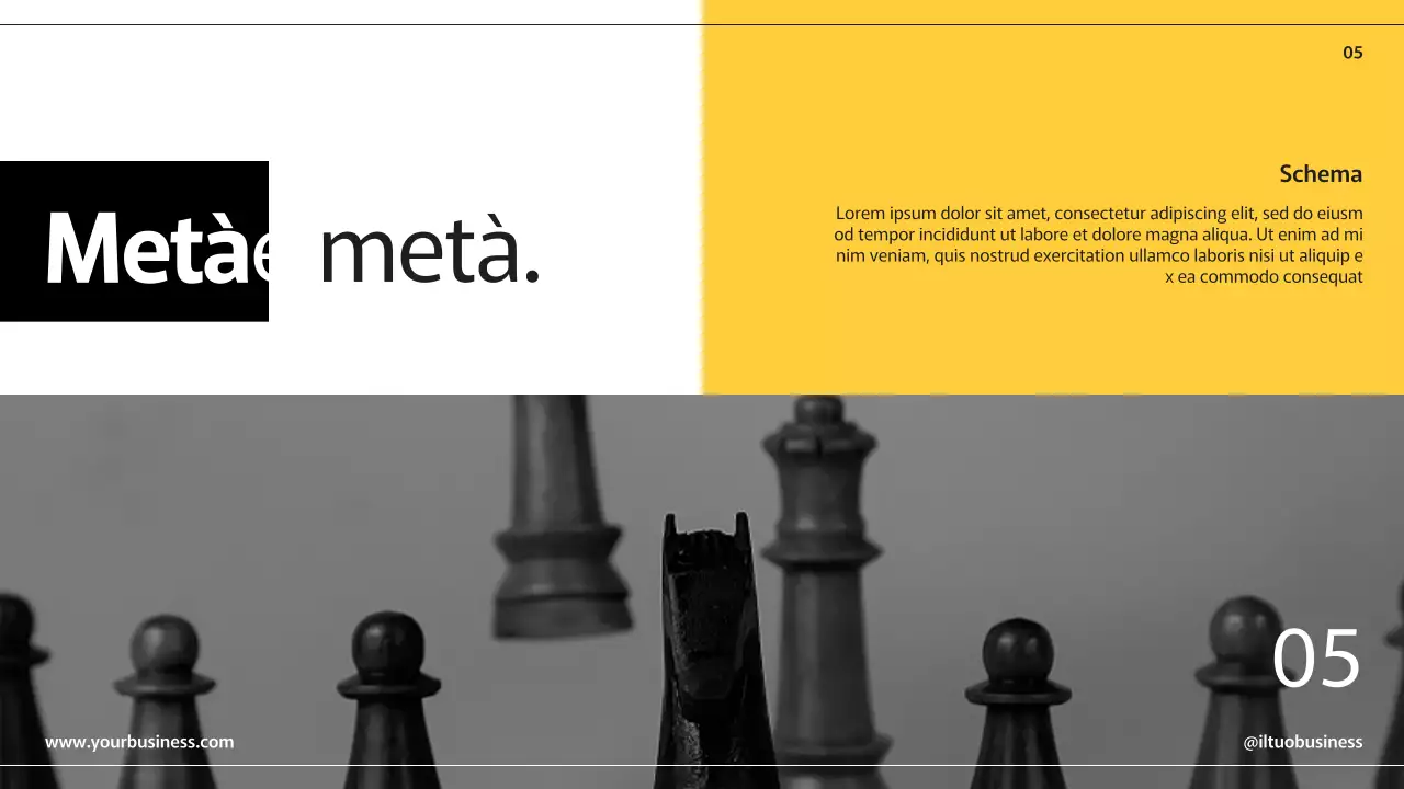 Pagine di presentazione aziendale moderne giallo nero con vari layout