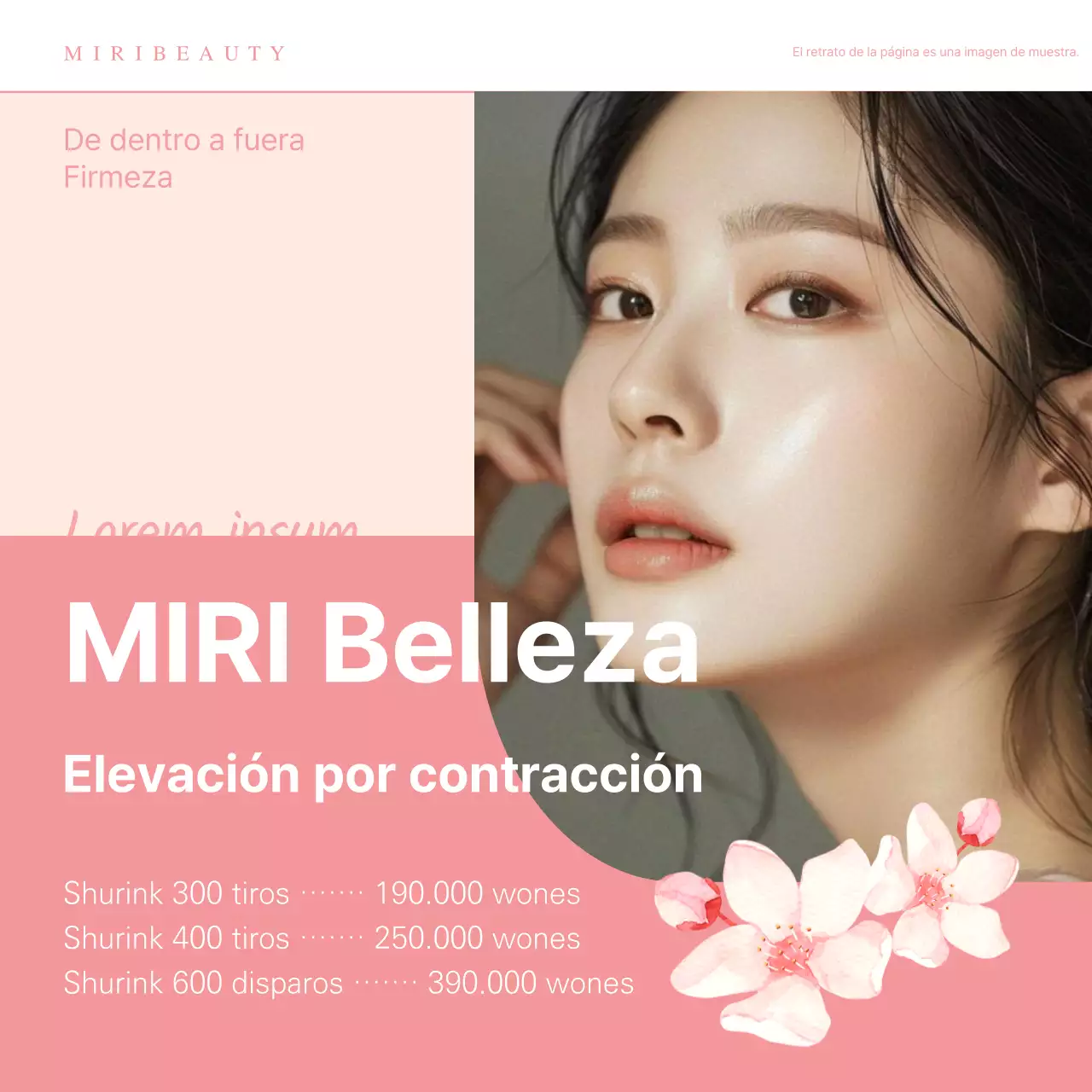 Un simple anuncio rosa para un procedimiento dermatológico