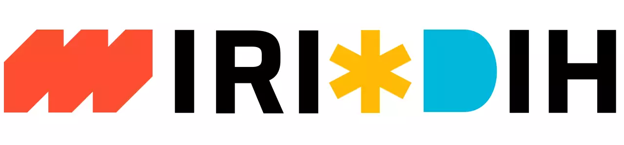 Un logo composé d'un mélange de formes simples et d'alphabets en différentes couleurs et en noir.