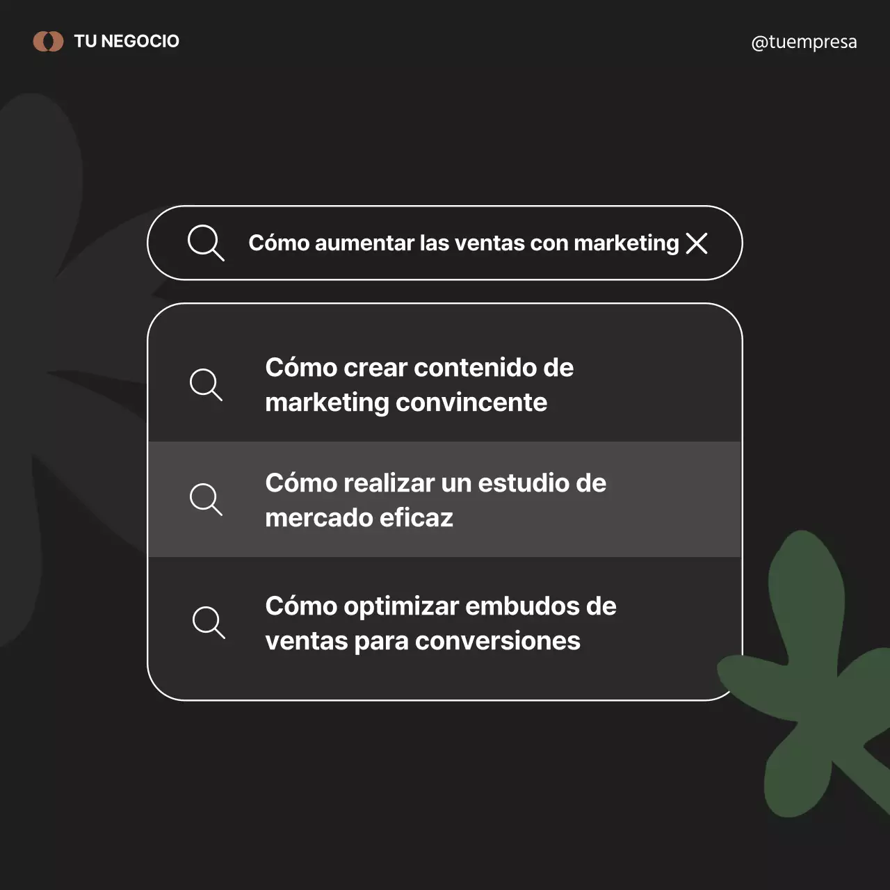 Publicidad de marketing minimalista en negro y verde
