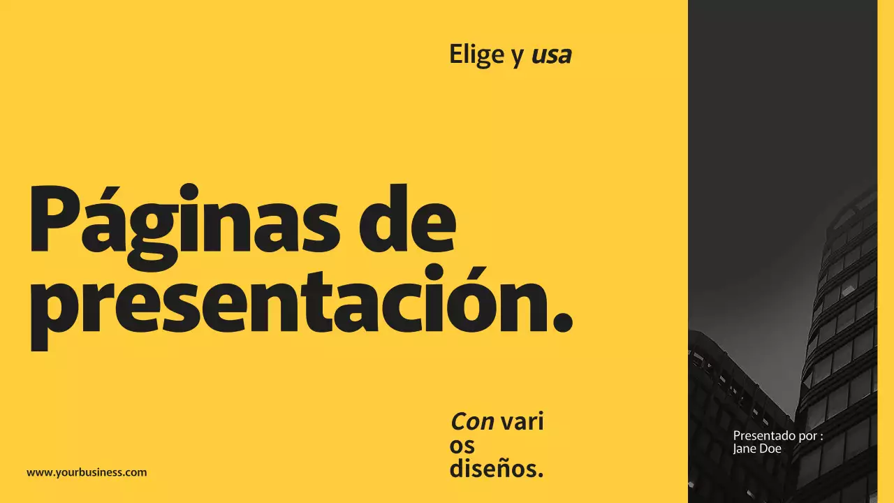 Negro Amarillo Páginas de Presentación de Negocios Modernos Con Varios Diseños