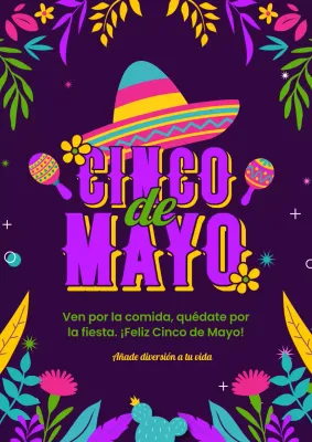 Purple Tropical Cinco de Mayo Invitation