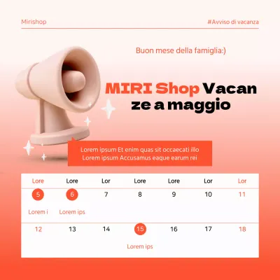 Un semplice avviso di vacanza in arancione e nero