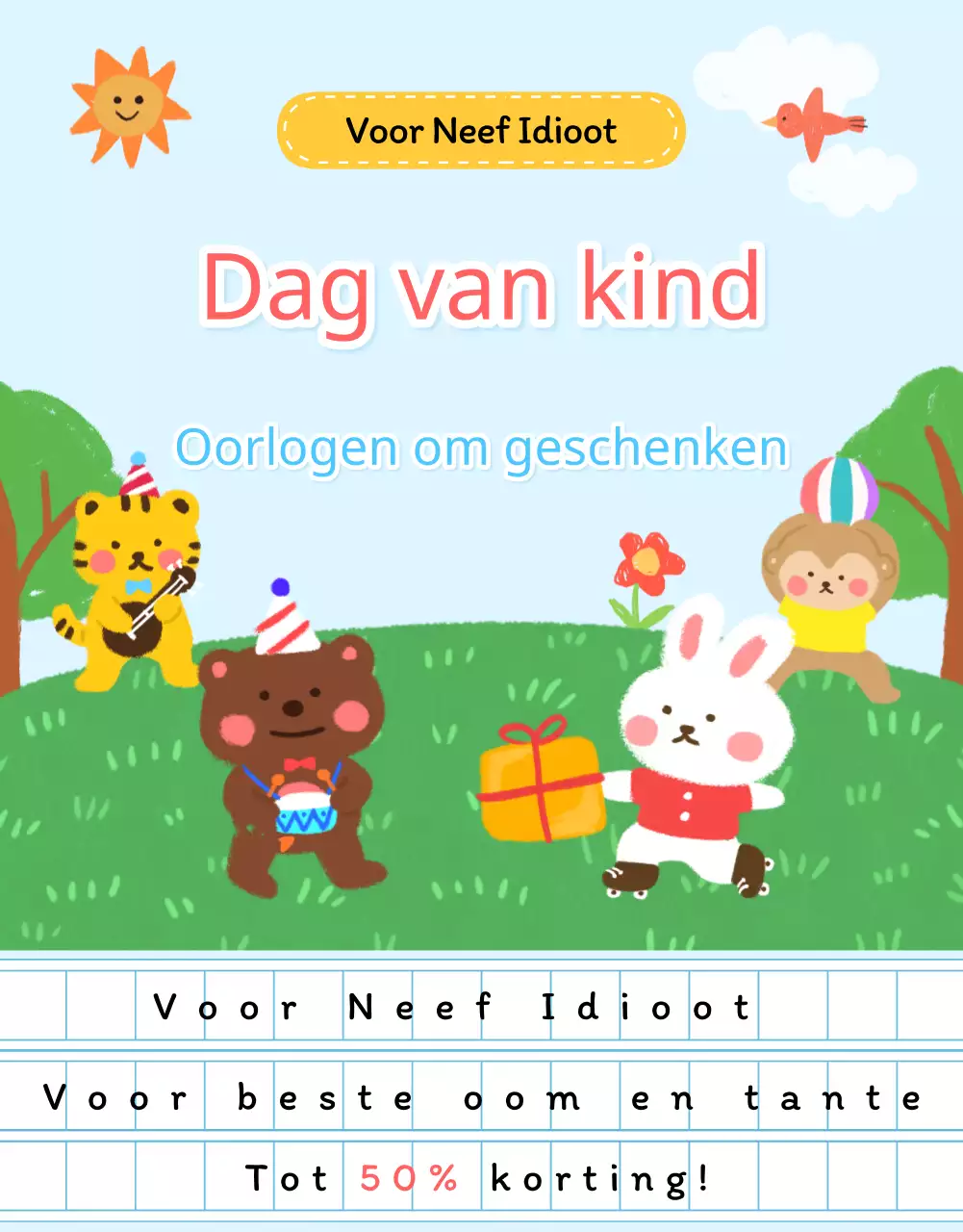 Kitscherige cadeaus voor kinderdag in lichtblauw promoten