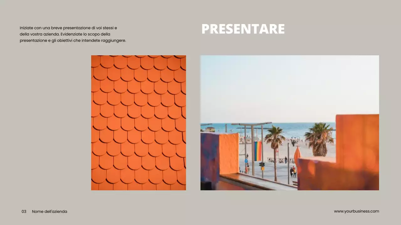 Grigio Arancione Minimal Clean Progetto Pitch Deck Proposta