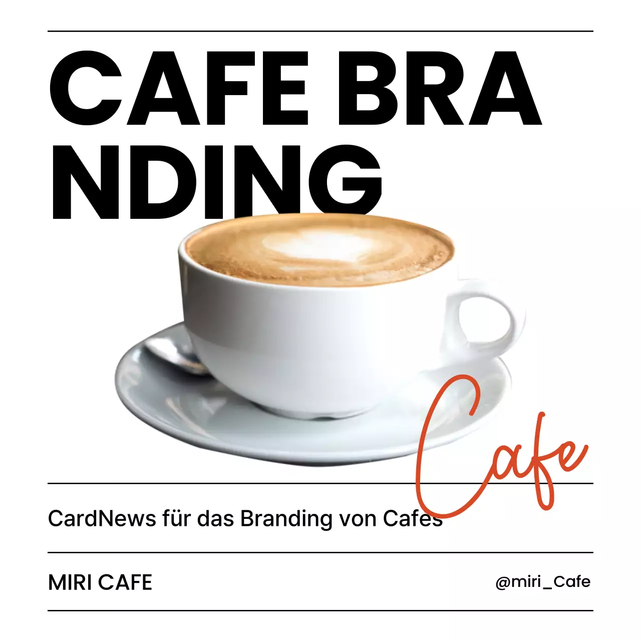 Modernes Café-Branding in Weiß und Orange Post