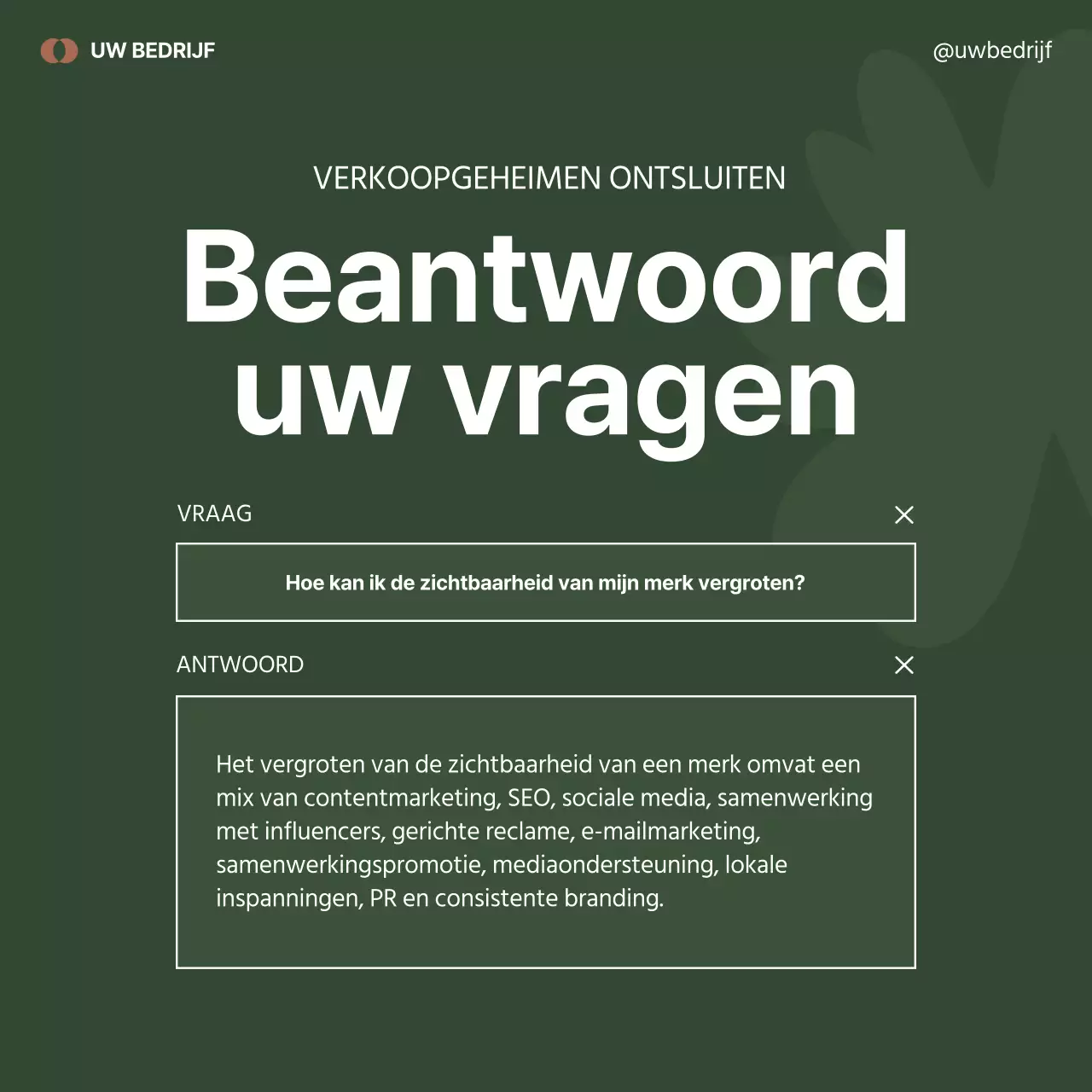 Minimalistische marketingreclame in zwart en groen