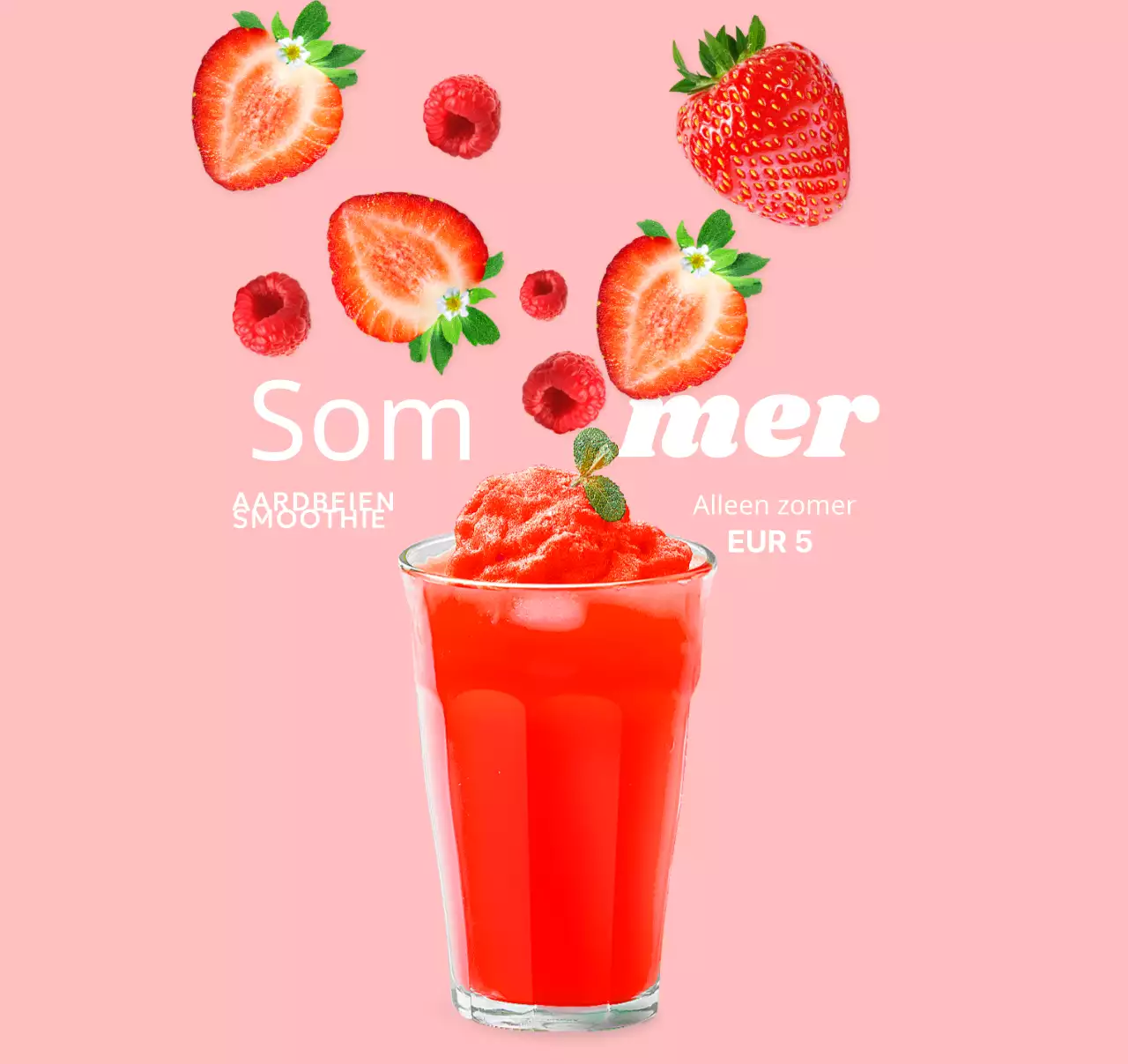 Een koel, eenvoudig zomerdrankje met een vleugje aardbei