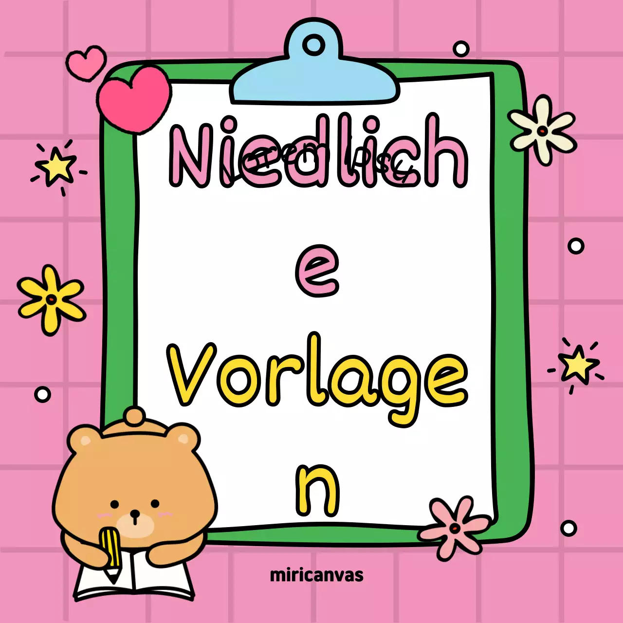 Bezaubernder handgezeichneter Einband in Rosa und Grün