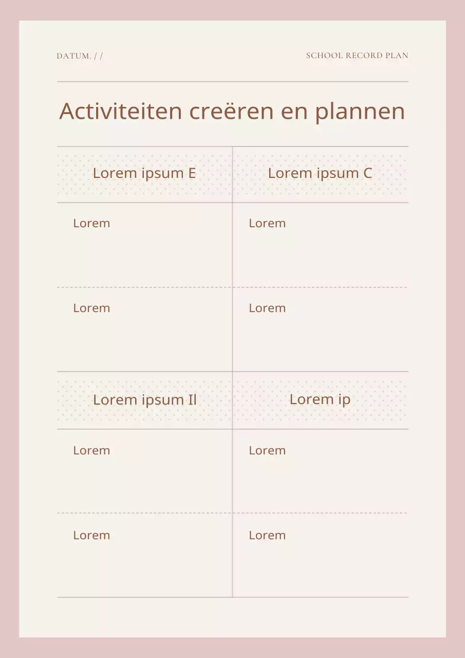 Eenvoudige roze en ivoorkleurige dagboekplanner